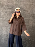 شومیز ساده رنگی لینن زنانه